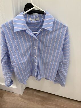 PHARAOH stripe boxy cropped shirt